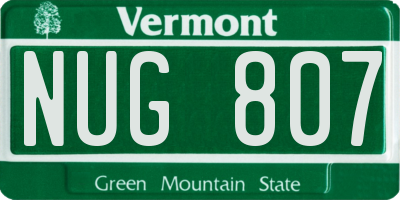 VT license plate NUG807