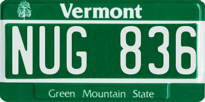 VT license plate NUG836