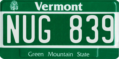 VT license plate NUG839