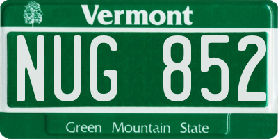 VT license plate NUG852