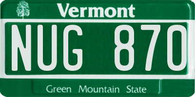 VT license plate NUG870