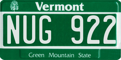 VT license plate NUG922