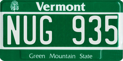 VT license plate NUG935