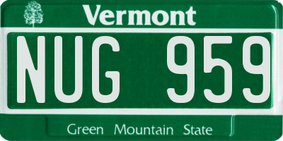 VT license plate NUG959