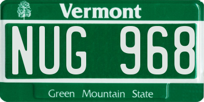 VT license plate NUG968