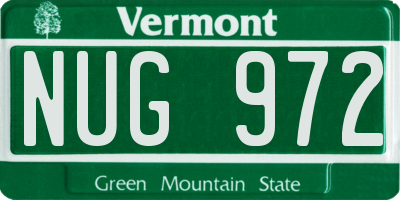 VT license plate NUG972