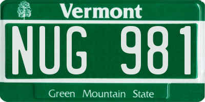 VT license plate NUG981