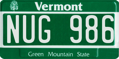 VT license plate NUG986
