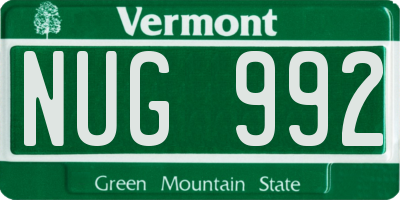 VT license plate NUG992