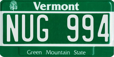 VT license plate NUG994