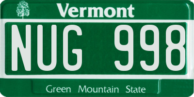 VT license plate NUG998