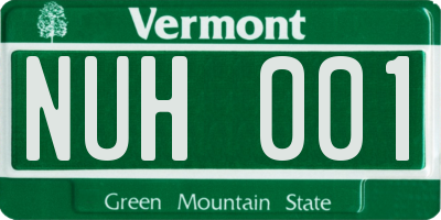 VT license plate NUH001