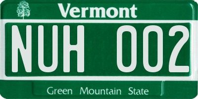 VT license plate NUH002