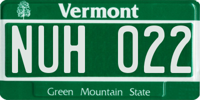 VT license plate NUH022
