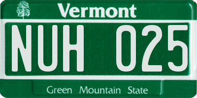 VT license plate NUH025