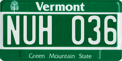 VT license plate NUH036