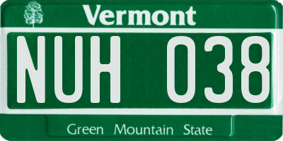 VT license plate NUH038