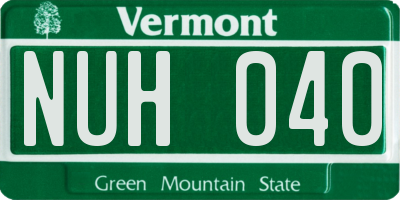 VT license plate NUH040