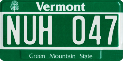 VT license plate NUH047