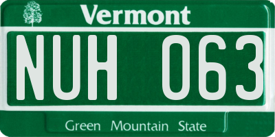 VT license plate NUH063