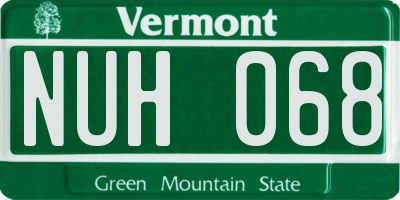VT license plate NUH068