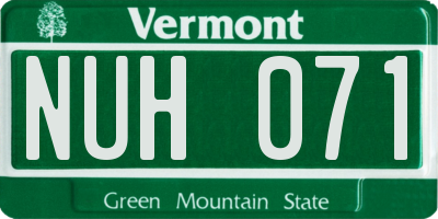 VT license plate NUH071