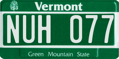 VT license plate NUH077