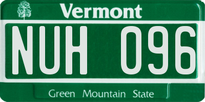 VT license plate NUH096