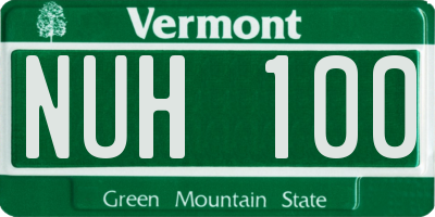 VT license plate NUH100