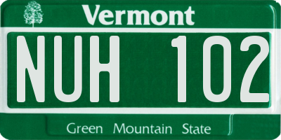 VT license plate NUH102