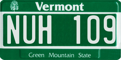 VT license plate NUH109