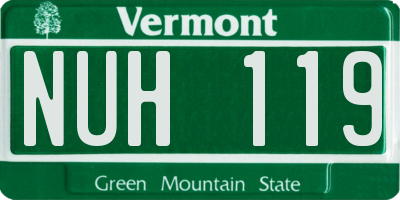 VT license plate NUH119