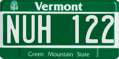 VT license plate NUH122