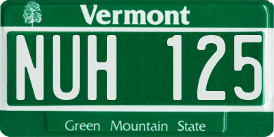 VT license plate NUH125