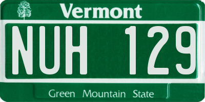 VT license plate NUH129
