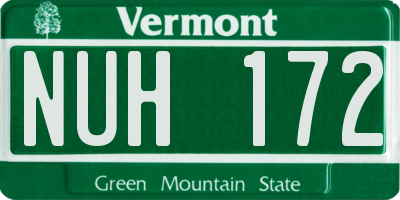 VT license plate NUH172