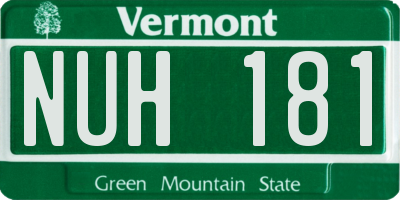 VT license plate NUH181