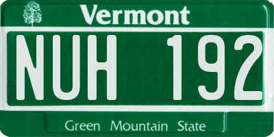 VT license plate NUH192
