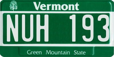 VT license plate NUH193