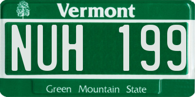 VT license plate NUH199