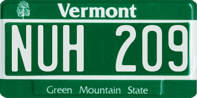 VT license plate NUH209