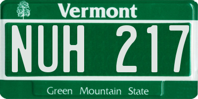 VT license plate NUH217