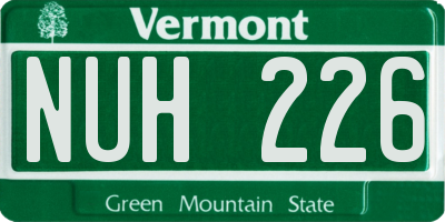 VT license plate NUH226