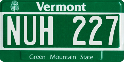 VT license plate NUH227