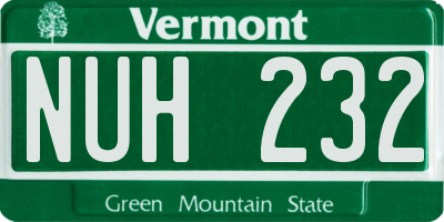 VT license plate NUH232