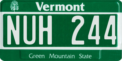 VT license plate NUH244