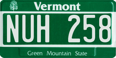 VT license plate NUH258