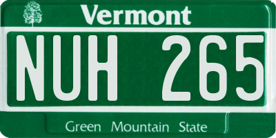 VT license plate NUH265