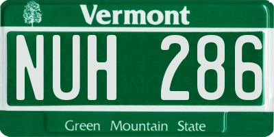 VT license plate NUH286