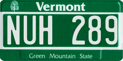 VT license plate NUH289